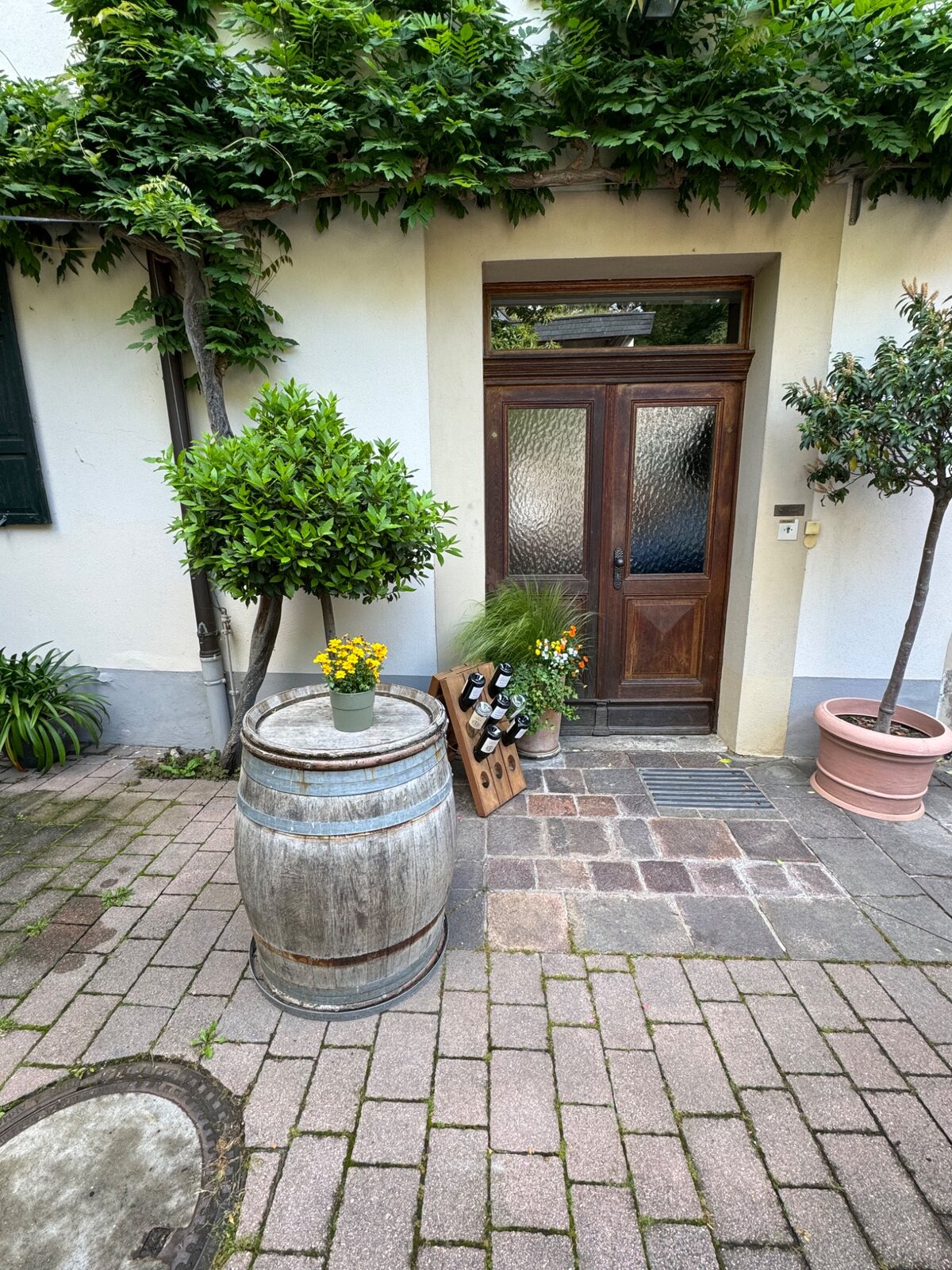 Indgangen fra gården til Weingut Hankas hovedbygning